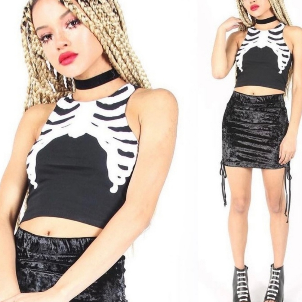 Iron Fist Bone In Crop Tank Top Rib Cage New With Tags - Picture 3 of 3